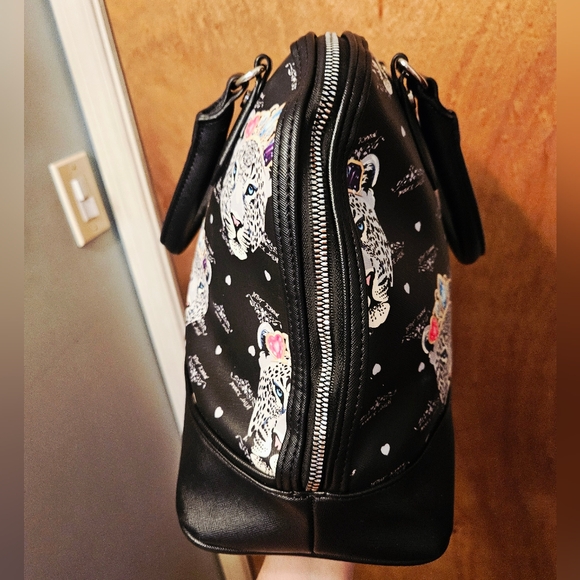 Betsey Johnson Leopard Face Dome Satchel Handbag- Rare - Picture 13 of 17